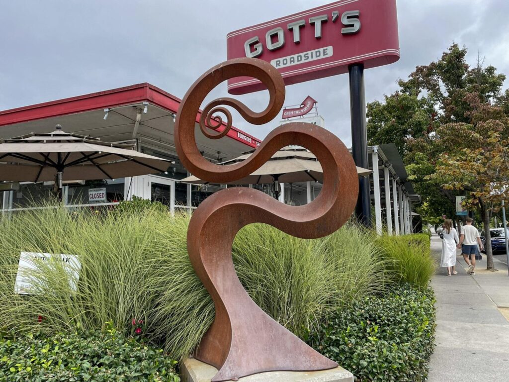 A sculpture by Diego Harris outside Gott's Roadside in Napa
